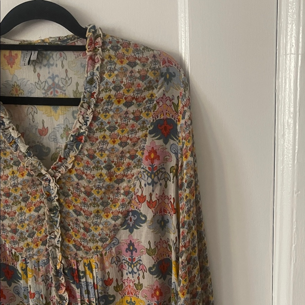 Anthropologie Multicolor Floral Long Blouse - Picture 6 of 11